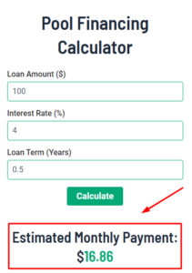 Pool Financing Calculator