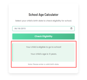 School age Calculator